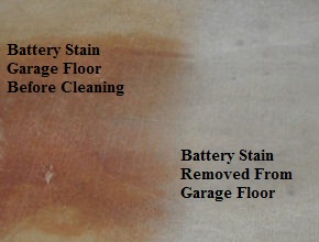 Battery Acid Stain Removal From Garage Floor CT